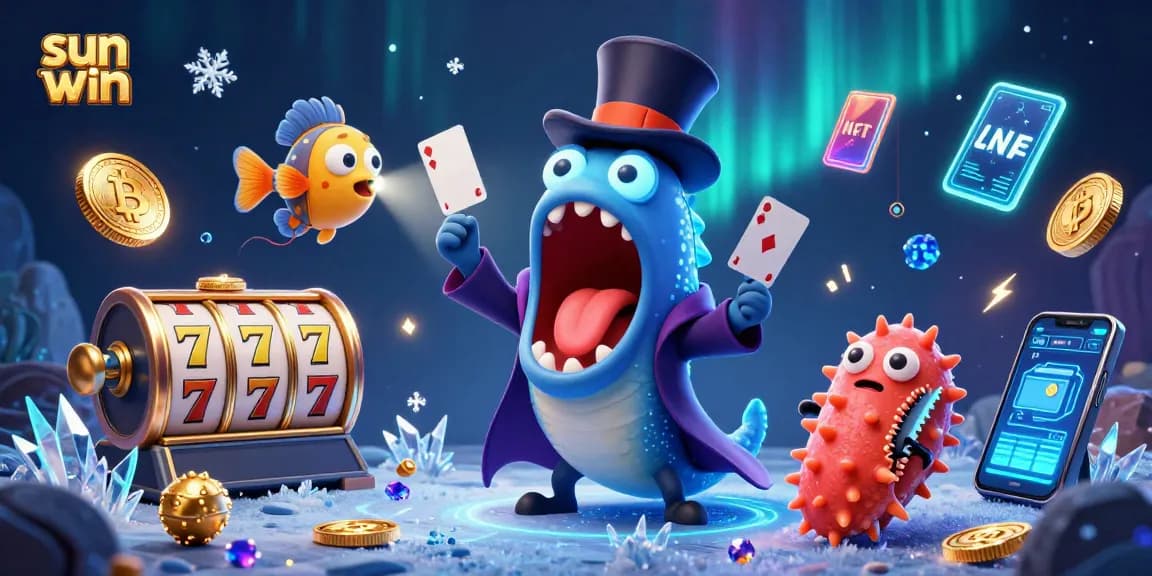 sun win showcases thrilling casino magic with vibrant eel and anglerfish in an engaging underwater scene.