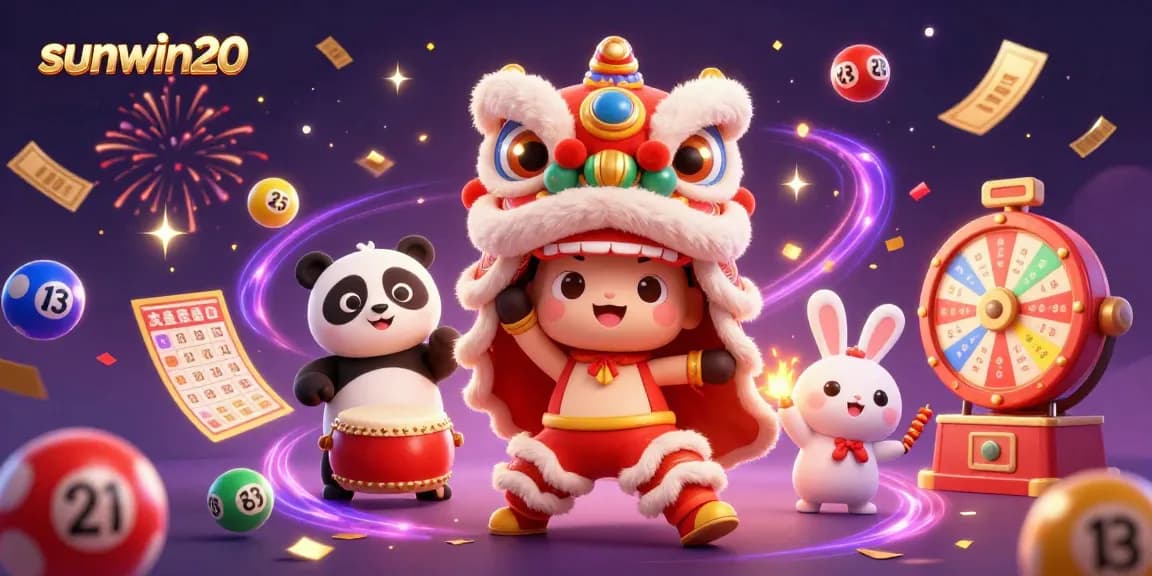 Experience the thrill with sunwin20, featuring a colorful 3D carnival scene with gambling elements.