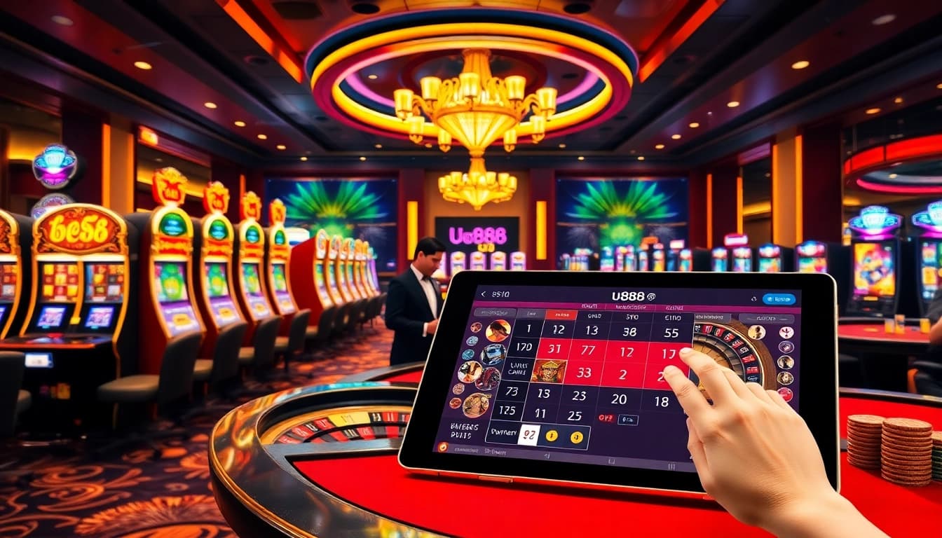 Experience thrilling gambling at U888 with vibrant casino tables and exciting slot machines.