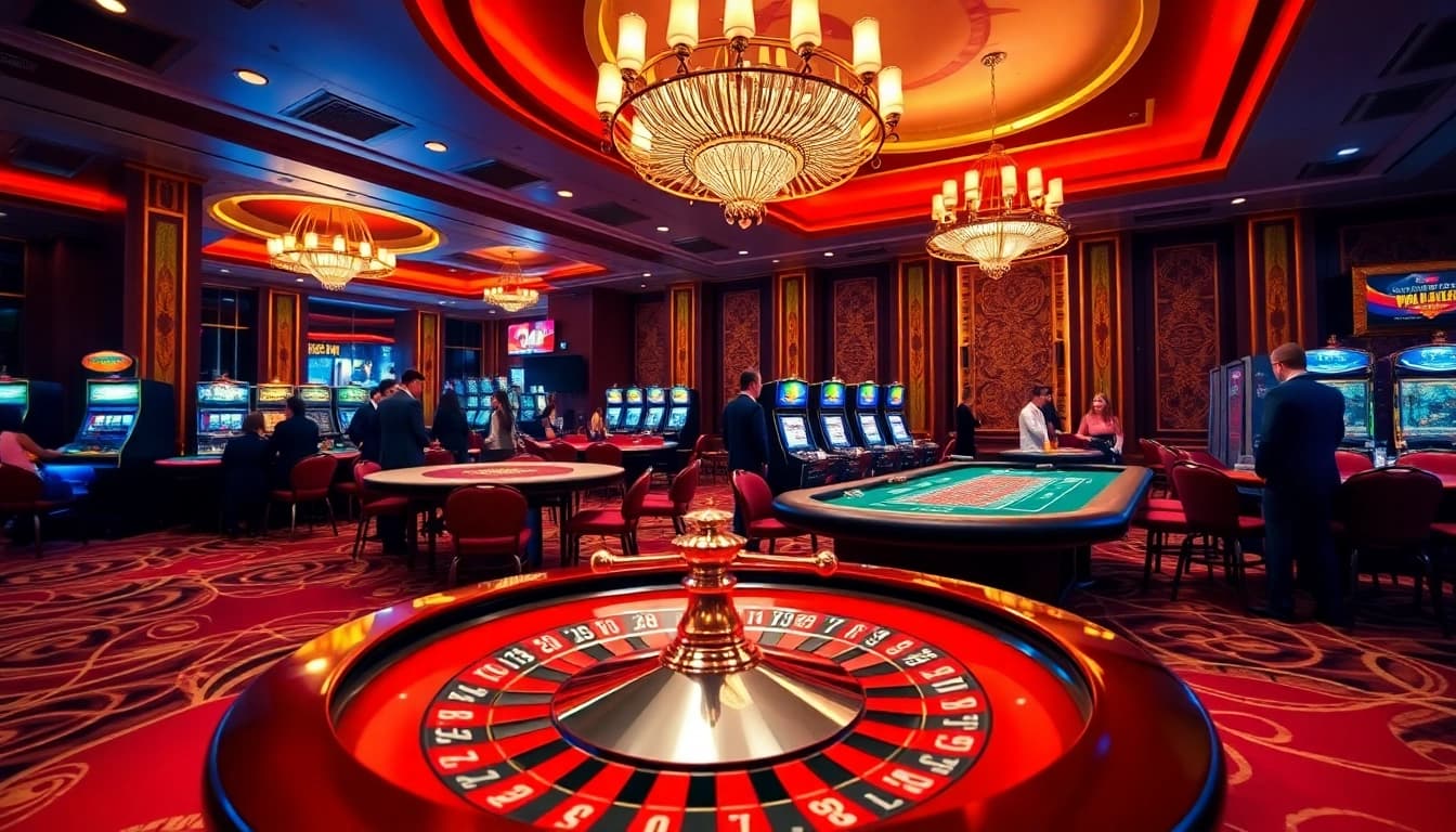 Experience the excitement of games at trang chủ LUCK8 casino, featuring vibrant poker tables, roulette wheels, and more.