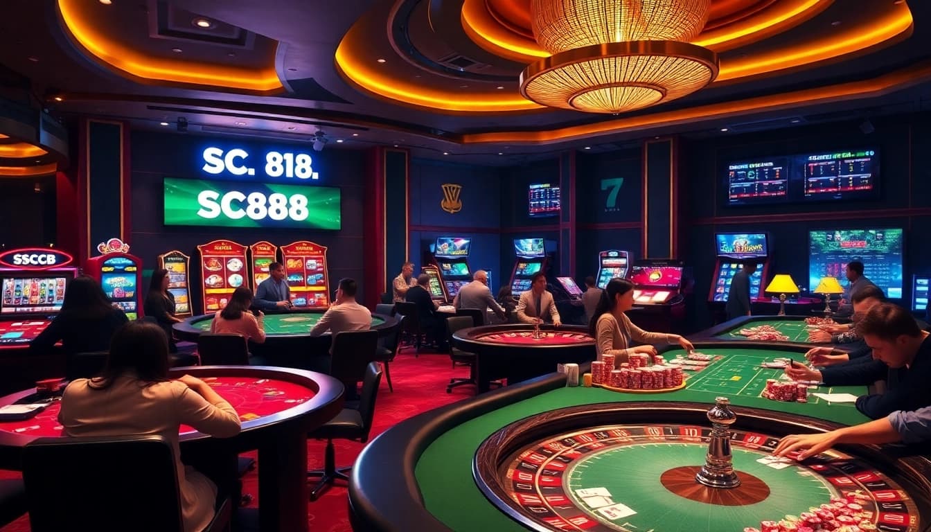Experience SC88 betting excitement at luxurious online casino tables with vibrant poker games.