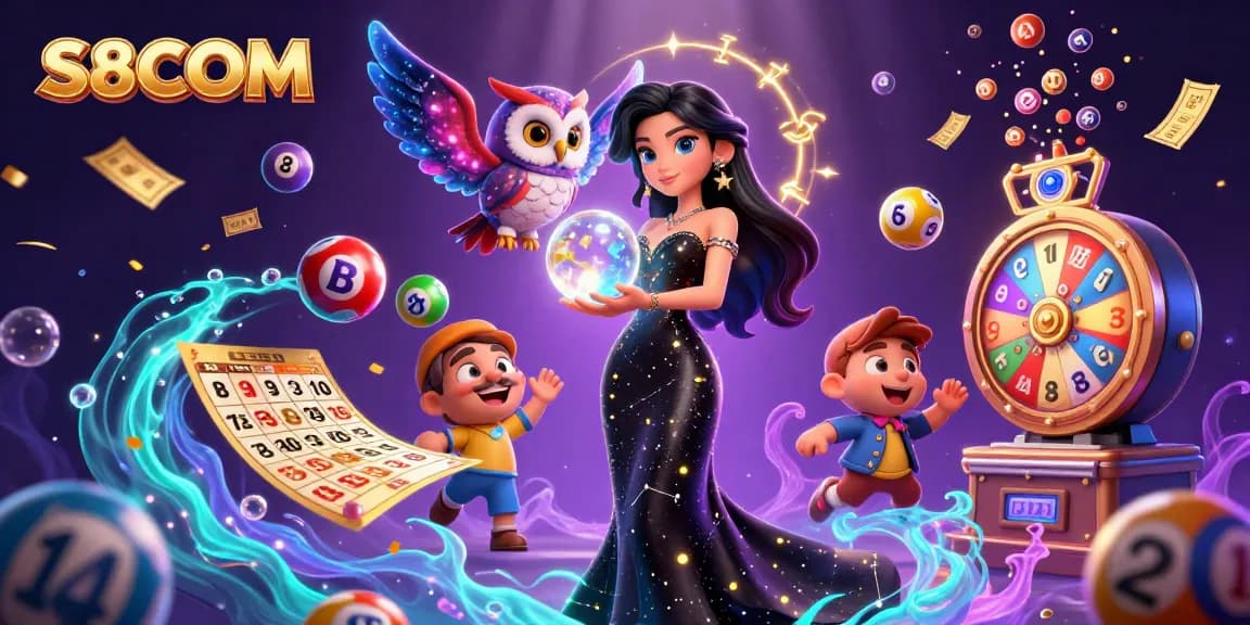 Experience dynamic gaming at S8COM with a vibrant 3D illustration of a mystical casino scene.
