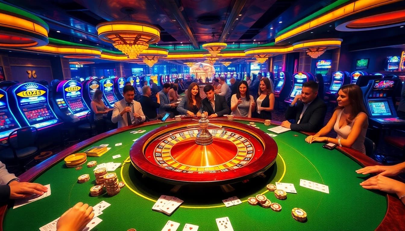 Experience luck8 at a luxurious casino table with vibrant games and exciting atmosphere.
