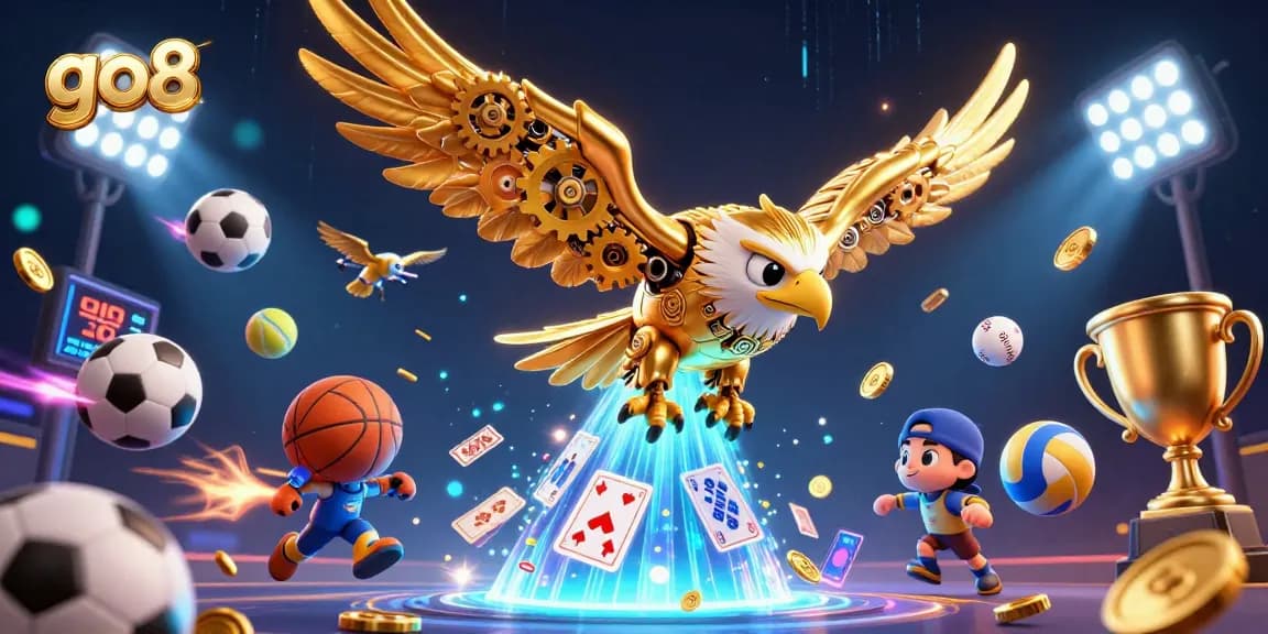 Experience thrilling gameplay at go8 with dynamic sports betting and casino action in an engaging 3D illustration.