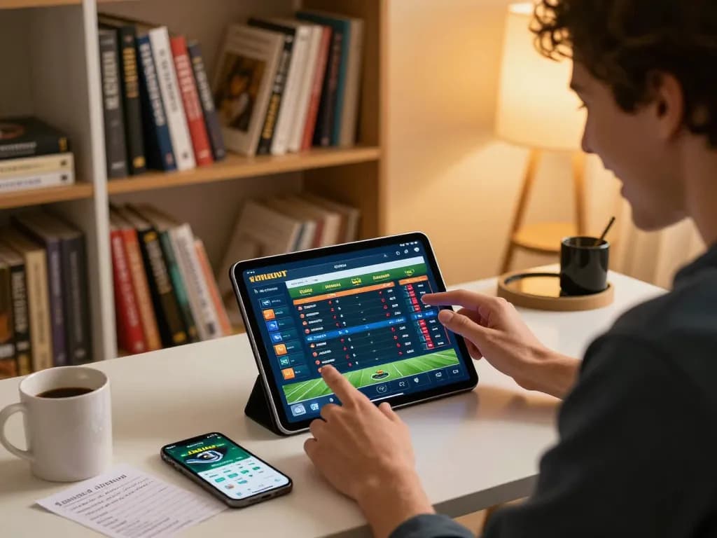 Cakhia app displayed on tablet as a player engages in strategic online betting from home
