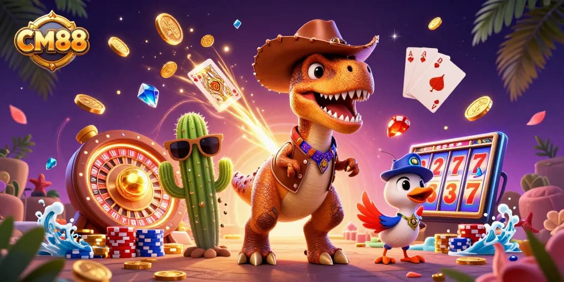 Experience thrilling casino fun with CM88's dynamic gaming elements and vibrant characters.