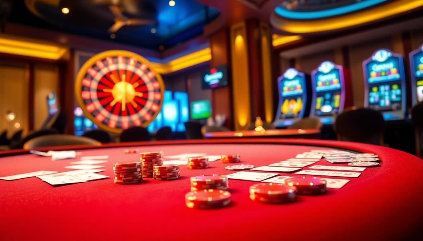 Experience the thrill of open88 with a luxurious casino ambiance featuring poker games and roulette.