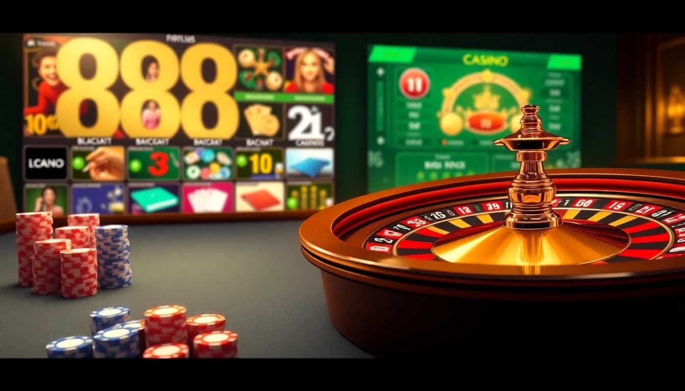 Experience thrilling gameplay at 888new with dynamic casino tables and vibrant chips.