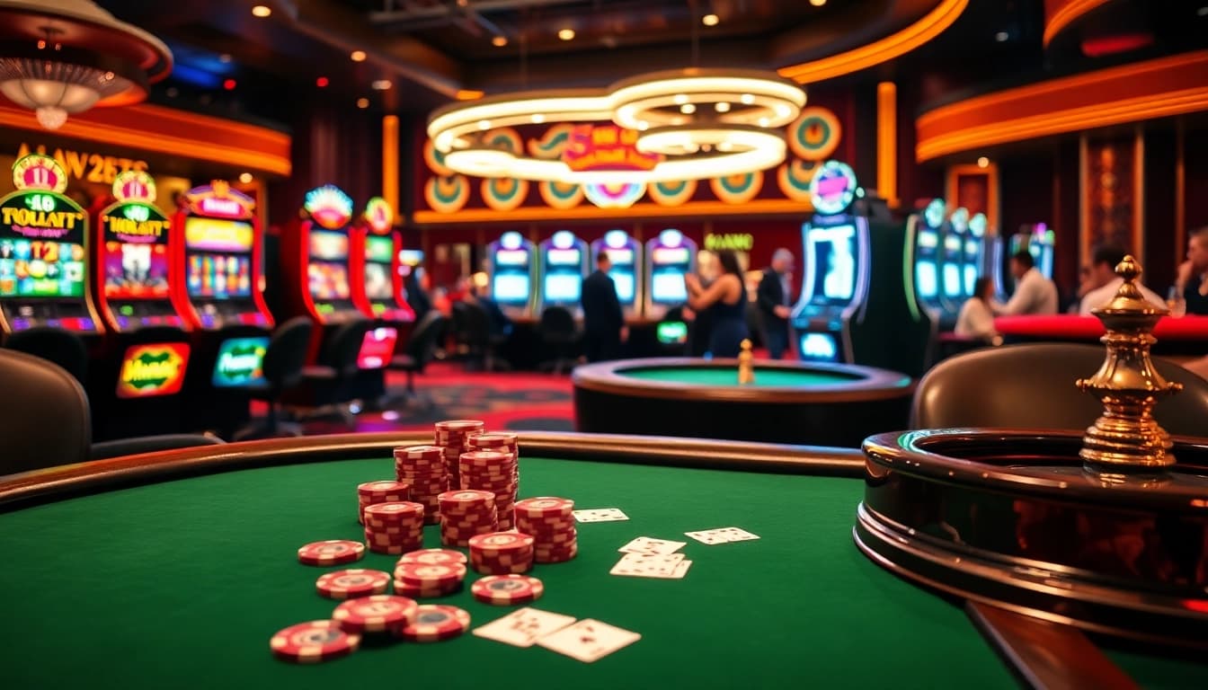 Experience high-stakes gaming at https://x88.law/ with elegant poker tables and vibrant slot machines.