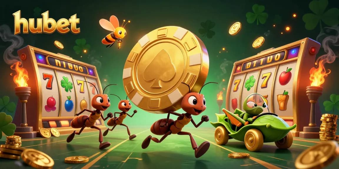 Experience hubet’s thrilling casino adventures with ants carrying giant poker chips.