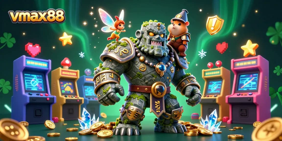 Join the excitement at vmax88 with enchanting 3D characters in a lively casino scene.