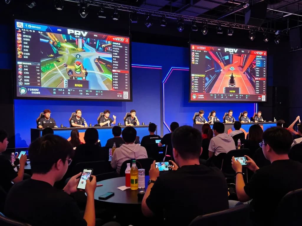 Esports enthusiasts betting on Lc88 app during live matches at an exciting gaming arena.