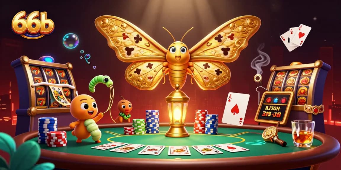 Experience thrilling gameplay with 66b's vibrant casino scene featuring poker and slots.