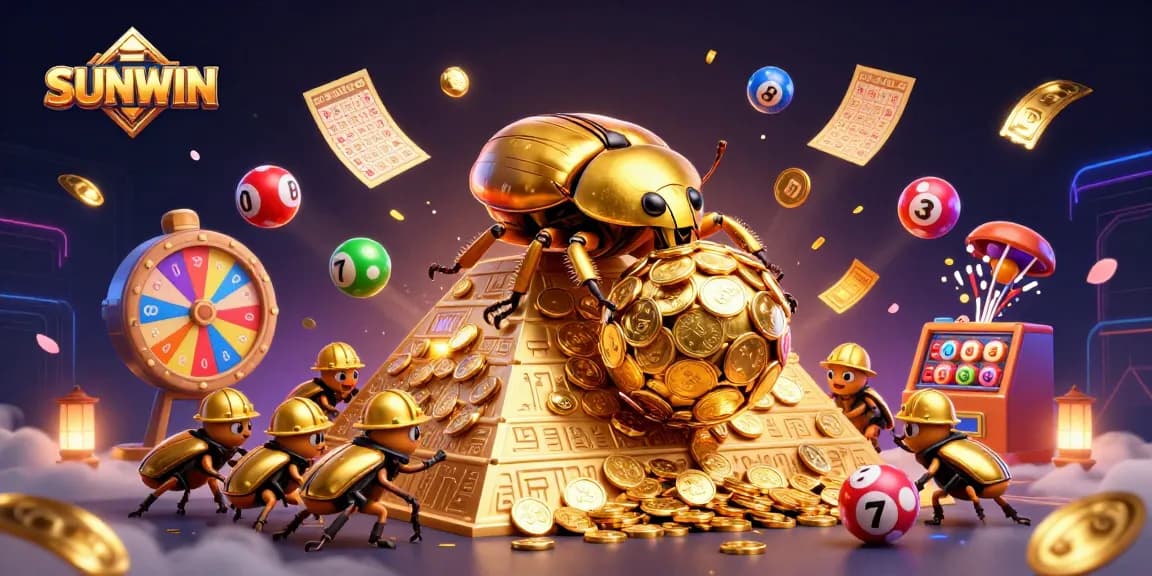 SUNWIN players engaging in thrilling lottery and casino excitement amidst vibrant visuals and dynamic elements.