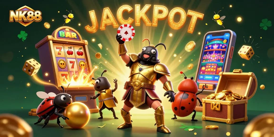 Experience the thrill of winning at NK88 with animated characters and dynamic casino game visuals.
