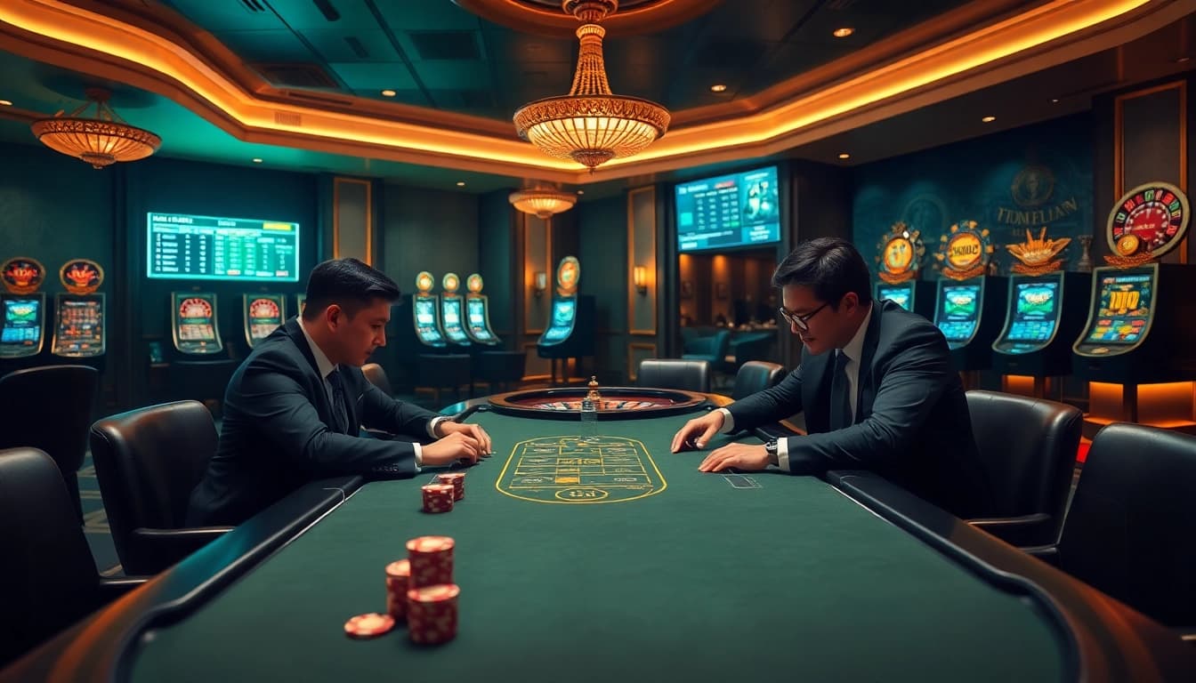 Experience thrilling moments at TK88 with professional poker play and vibrant casino visuals.