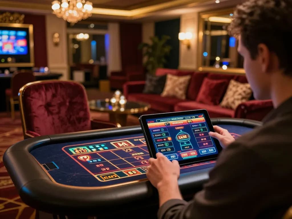 LLWIN user engaging in online gaming with tablet, showcasing immersive betting experience