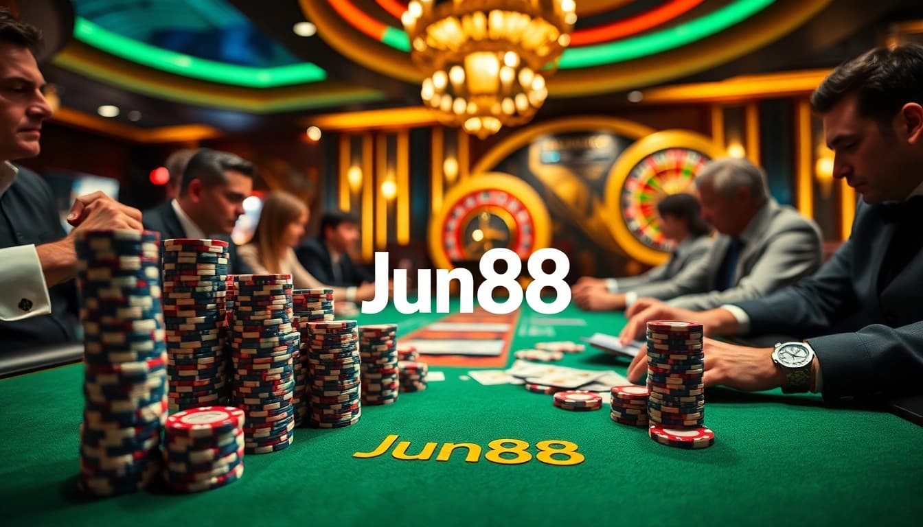 Experience the intensity of gambling at Jun88 with thrilling poker action and luxurious casino elements.
