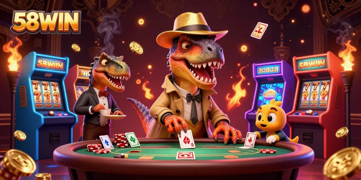 Join 58WIN for thrilling slot adventures with exciting characters and dynamic casino elements.