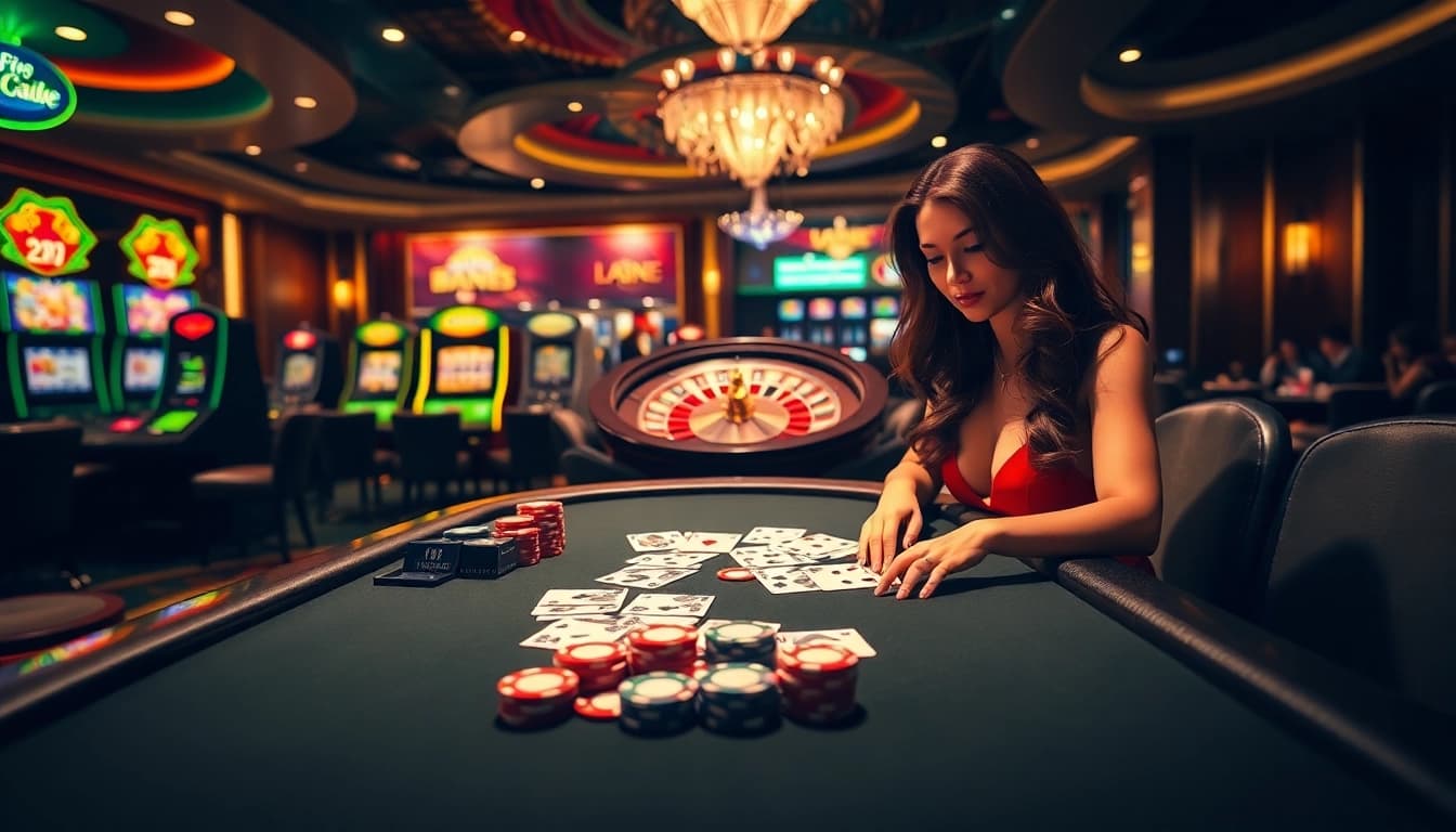 Experience thrilling gameplay at https://888vi.com.co/ with a luxurious casino backdrop and vibrant poker action.