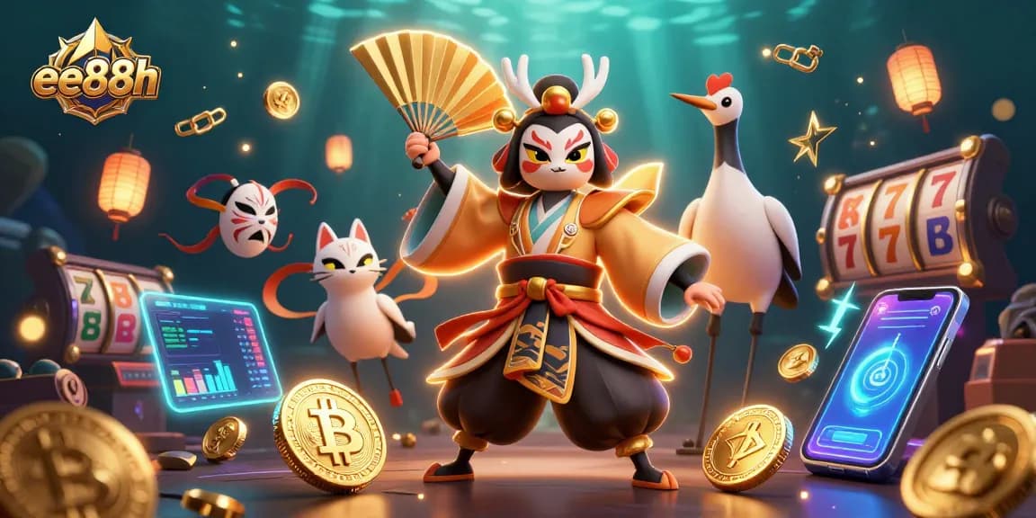 Experience exciting casino action with ee88h as vibrant characters celebrate crypto wins.