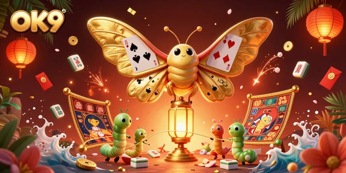 Experience excitement at OK9 with vibrant casino scenes, golden elements, and striking visuals.