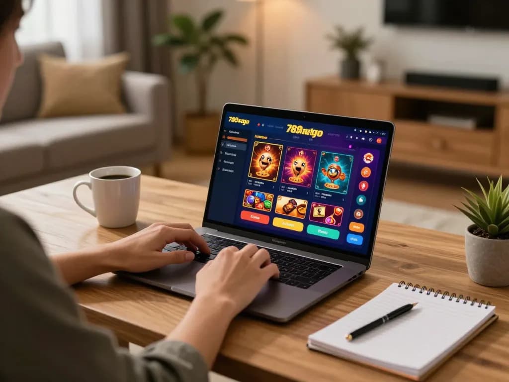 Engaging with the 789betgo app on a laptop while analyzing gaming strategies