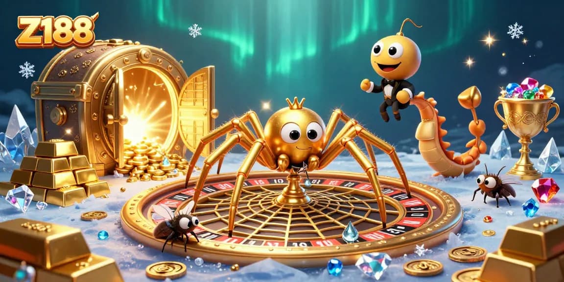 Spin to win with Z188 as the golden spider orchestrates an enchanting roulette game.