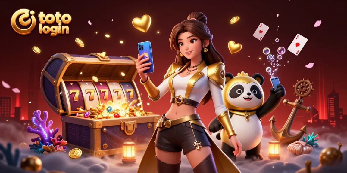 Experience the excitement of toto togel login with a vibrant 3D illustration of gaming and fun.