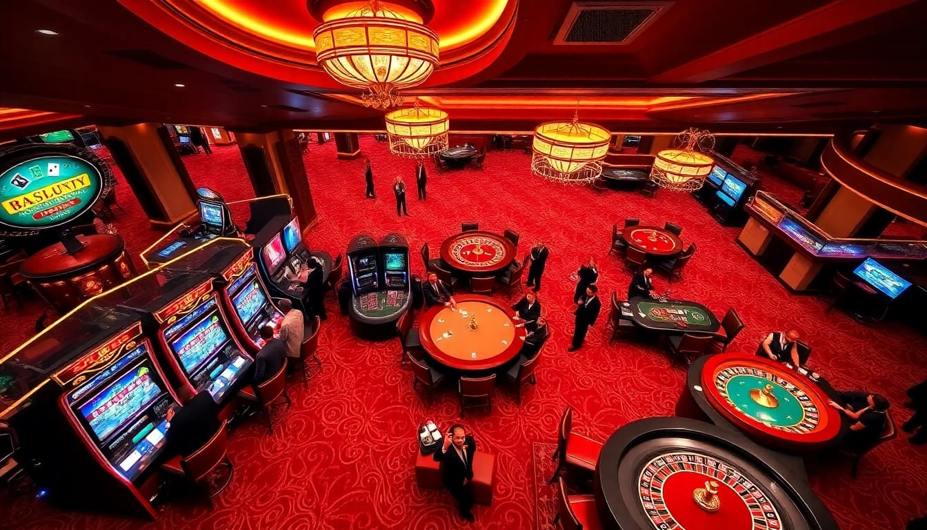 Experience thrilling gaming at Nhà Cái UU88 with exciting casino tables and vibrant slot machines.