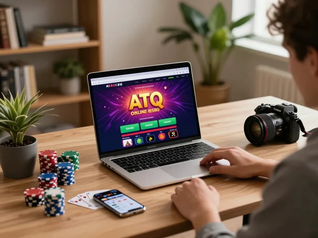 Engaging in online gaming with ATQ platform, showcasing a modern setup and strategic approach.