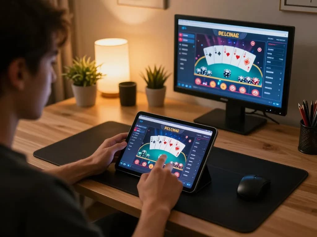 Engaged player enjoying the F168 online casino app while tracking bankroll management from home