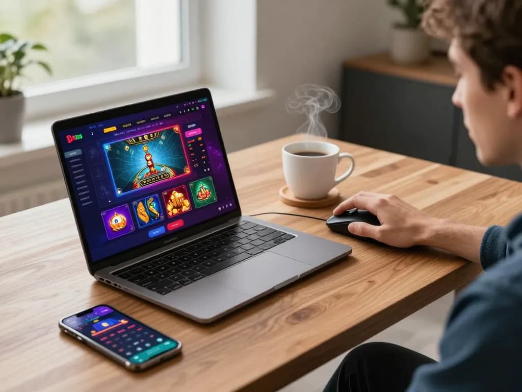 vu88 user engaging with online casino games on a laptop with betting app visible