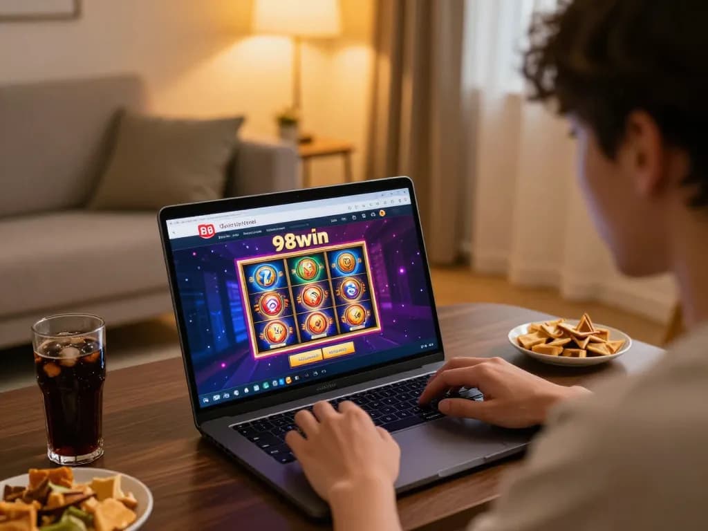 Player engaged on 98win online casino, showcasing an immersive gaming experience.