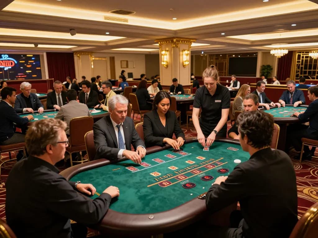 Bong88 players strategically placing bets at a luxurious casino table during an engaging game.