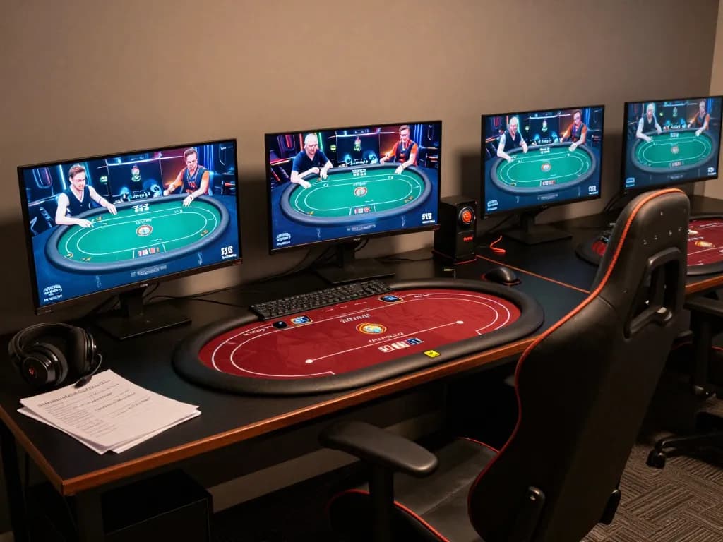 Engaging online gaming scene showcasing expert strategies at https://9bet9.in.net with multiple screens and notes