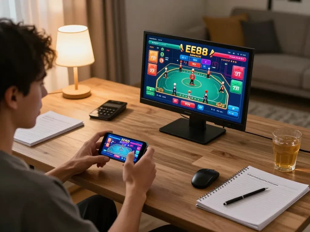Engaged player exploring EE88 mobile casino app for strategic betting