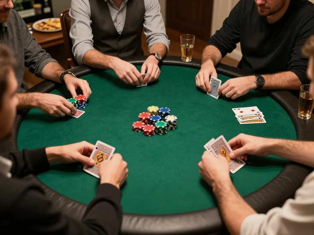Engaging poker gameplay at a private gathering featuring interactions on 88vvgo app interface.