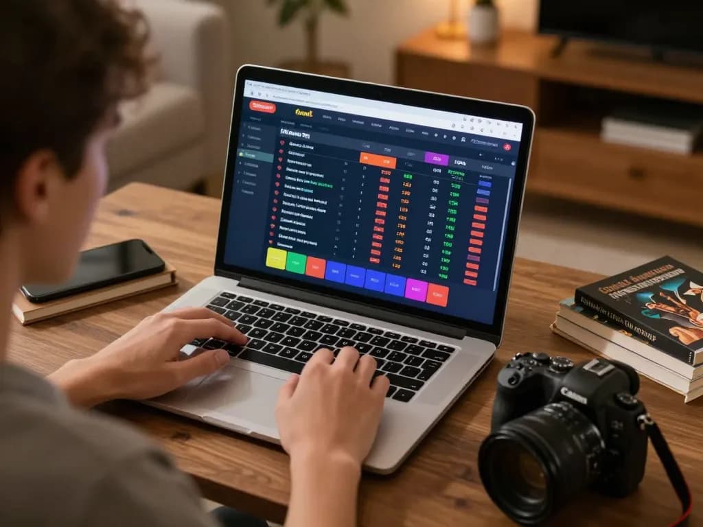 Person analyzing keobongda sports odds on a laptop while engaged in strategic betting at home