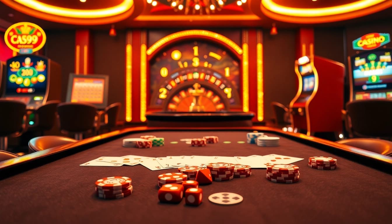Engage with the thrilling atmosphere of go999 at a luxurious poker table filled with vibrant chips and cards.