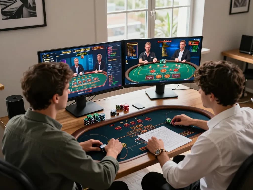 Engaged player using jun88 online casino app in a modern gaming setup with live dealer games