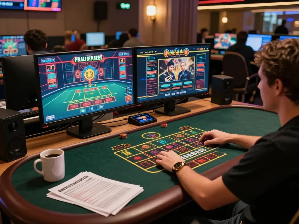 Engaged gambler using 999bet platform for strategic online betting during an exciting gaming session.