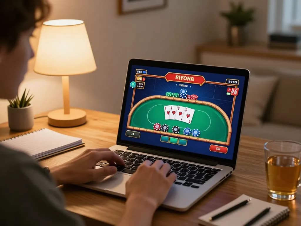 Engaging in online gaming on 789win đăng nhập with a cozy home setup and strategic notes nearby