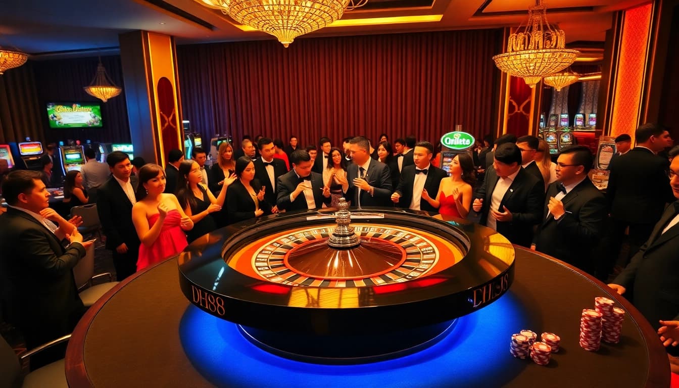Experience high-stakes excitement at a DH88 themed casino roulette table.