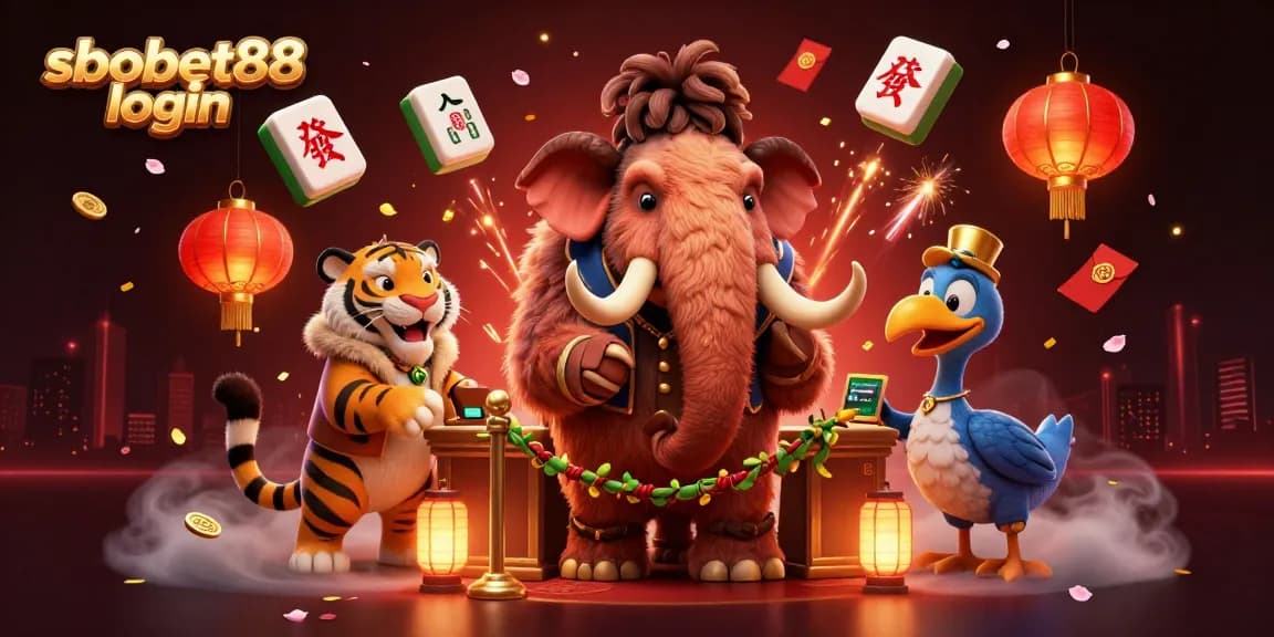 Experience sbobet88 login with whimsical characters in a vibrant casino scene full of action.