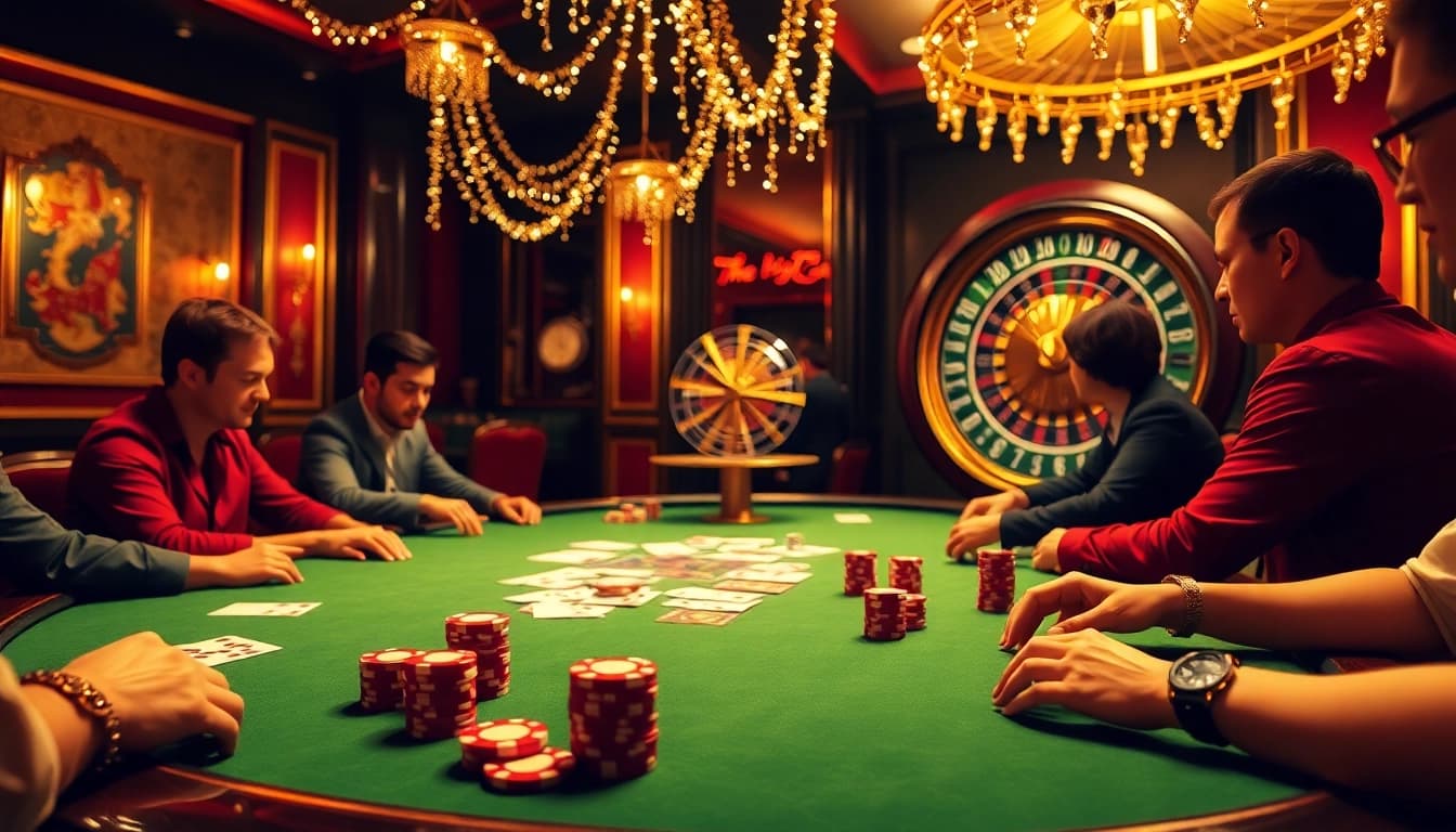 Experience the thrill of high-stakes poker at https://thabethome.com/ with colorful chips and engaged players.