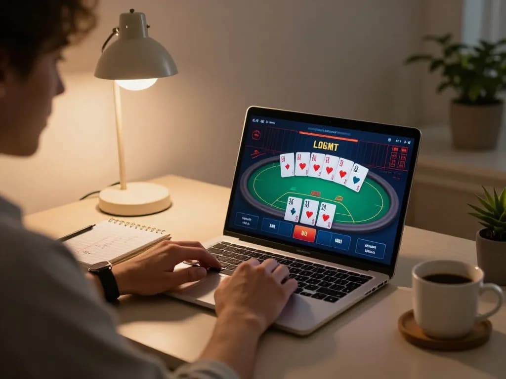 Engaging online gaming experience with TR88 poker action on laptop at home