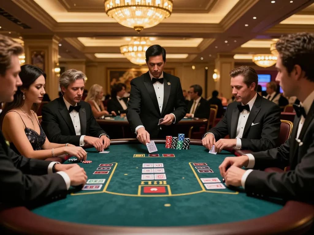 Engaging moment at ta888 blackjack table with players focused on strategy and gameplay.