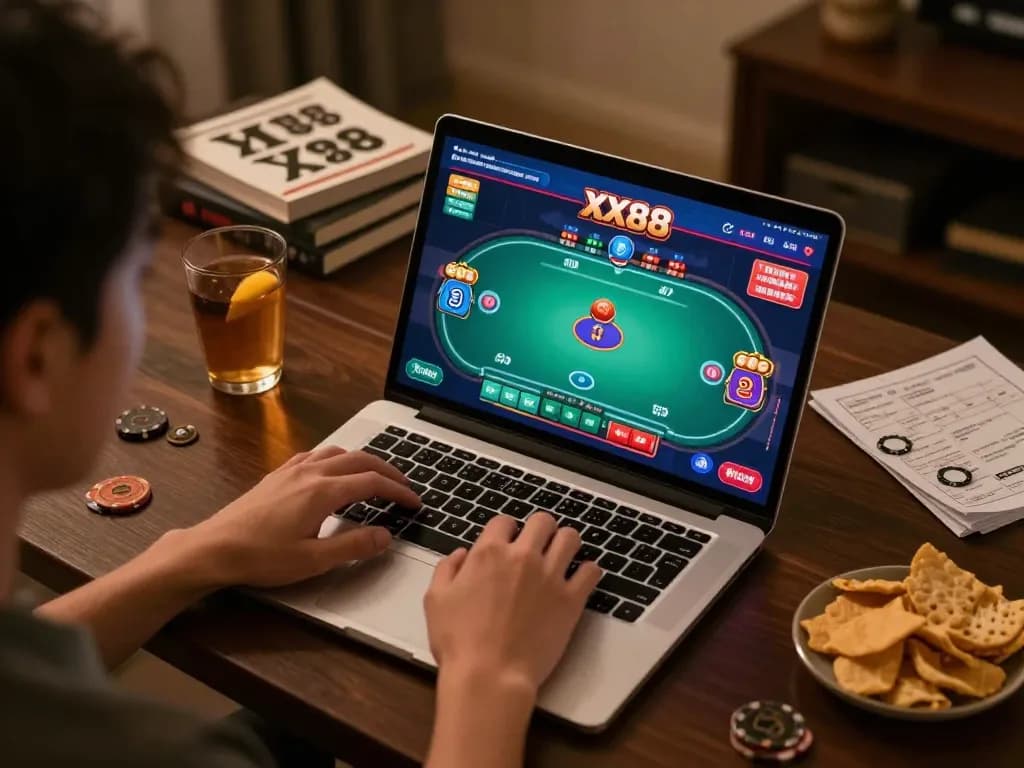 Experience exciting gameplay on XX88 with a user engaged in online gaming while strategizing.