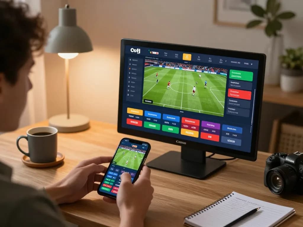 Soi kèo bóng đá hôm nay displayed on a smartphone during live betting session at home.